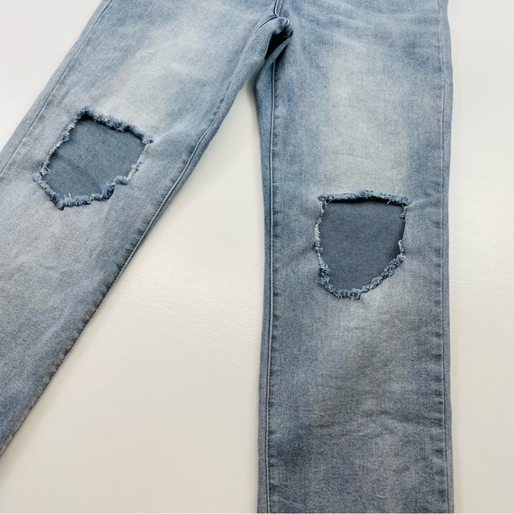 Rsq jean high rise straight leg women size 27 rips at the knees and raw hem - Picture 9 of 12